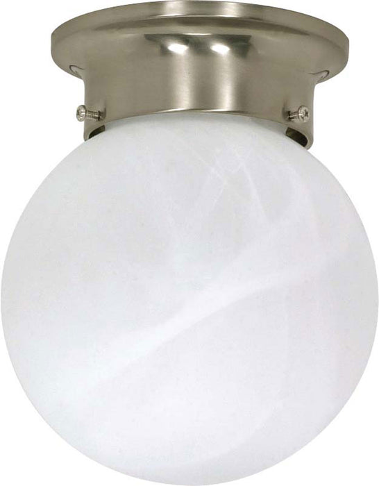 Myhouse Lighting Nuvo Lighting - 60-257 - One Light Flush Mount - 6 Alabaster Ball - Brushed Nickel