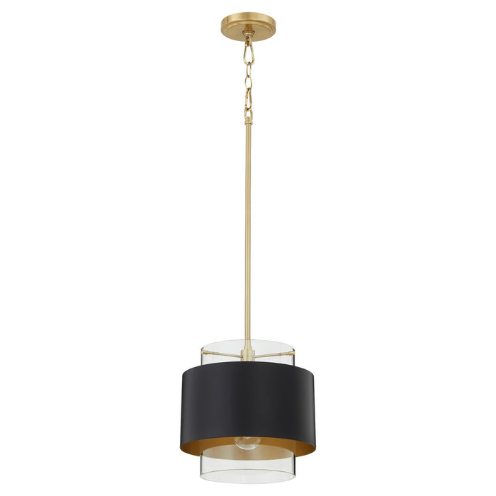 Myhouse Lighting Quorum - 8012-5980 - One Light Pendant - Matte Black/Aged Brass