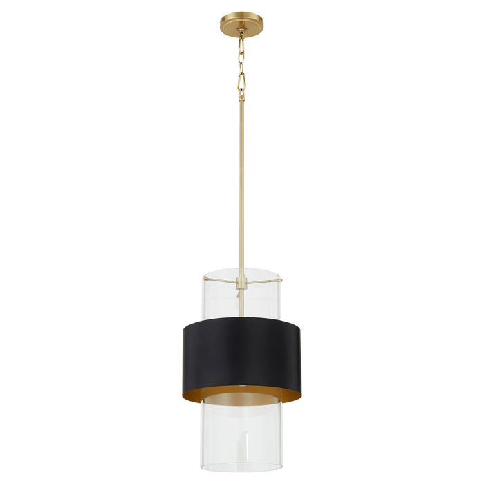 Myhouse Lighting Quorum - 8013-5980 - One Light Pendant - Matte Black/Aged Brass