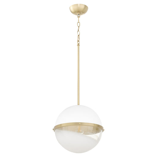 Myhouse Lighting Quorum - 82-12-0880 - One Light Pendant - Studio White w/ Aged Brass