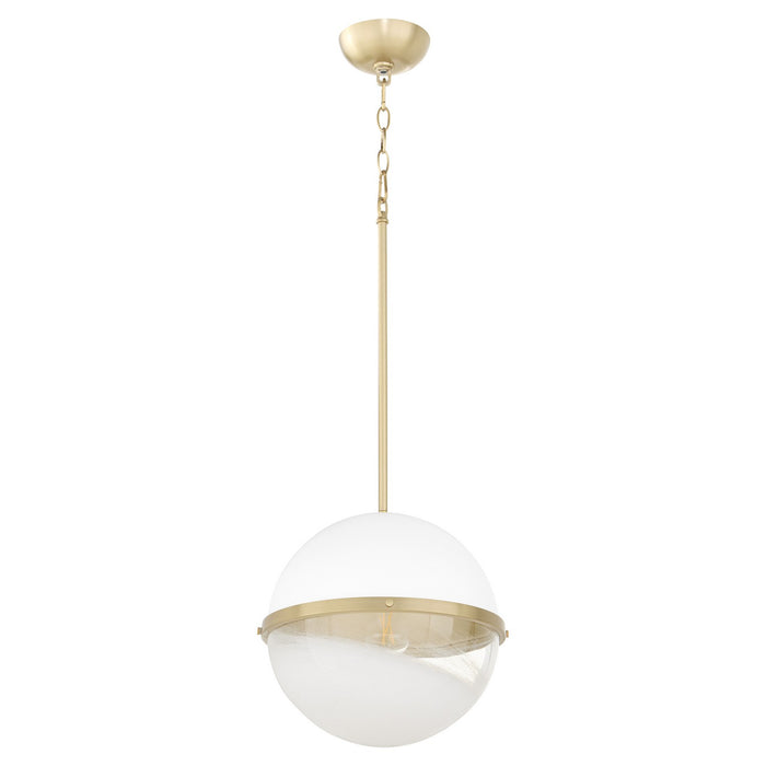 Myhouse Lighting Quorum - 82-12-0880 - One Light Pendant - Studio White w/ Aged Brass