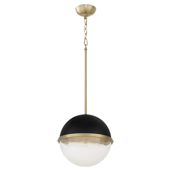 Myhouse Lighting Quorum - 82-12-6980 - One Light Pendant - Textured Black w/ Aged Brass