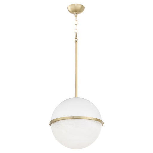 Myhouse Lighting Quorum - 82-14-0880 - One Light Pendant - Studio White w/ Aged Brass