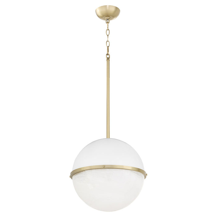 Myhouse Lighting Quorum - 82-14-0880 - One Light Pendant - Studio White w/ Aged Brass