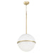 Myhouse Lighting Quorum - 82-14-0880 - One Light Pendant - Studio White w/ Aged Brass