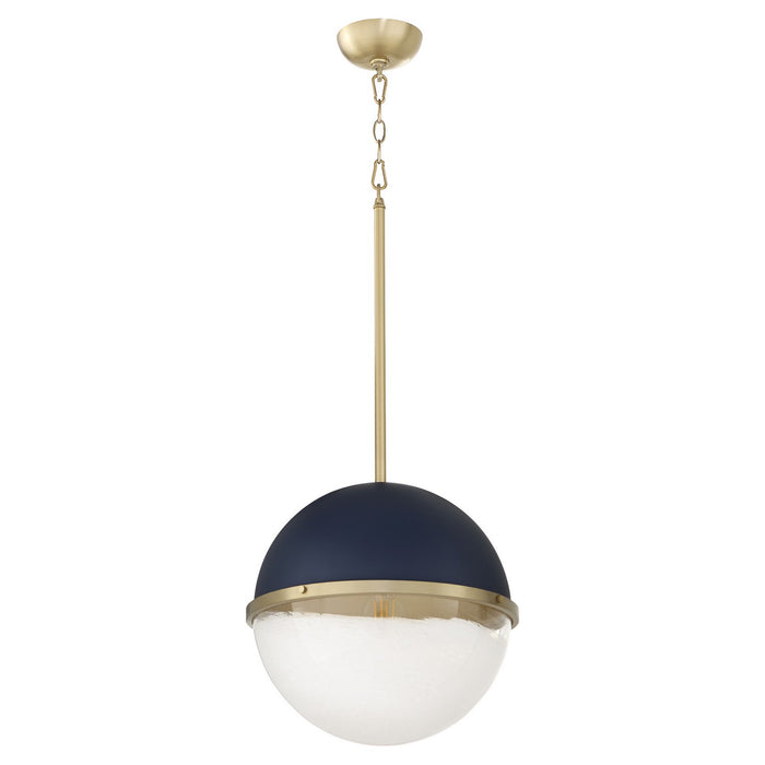 Myhouse Lighting Quorum - 82-14-3280 - One Light Pendant - Blue w/ Aged Brass