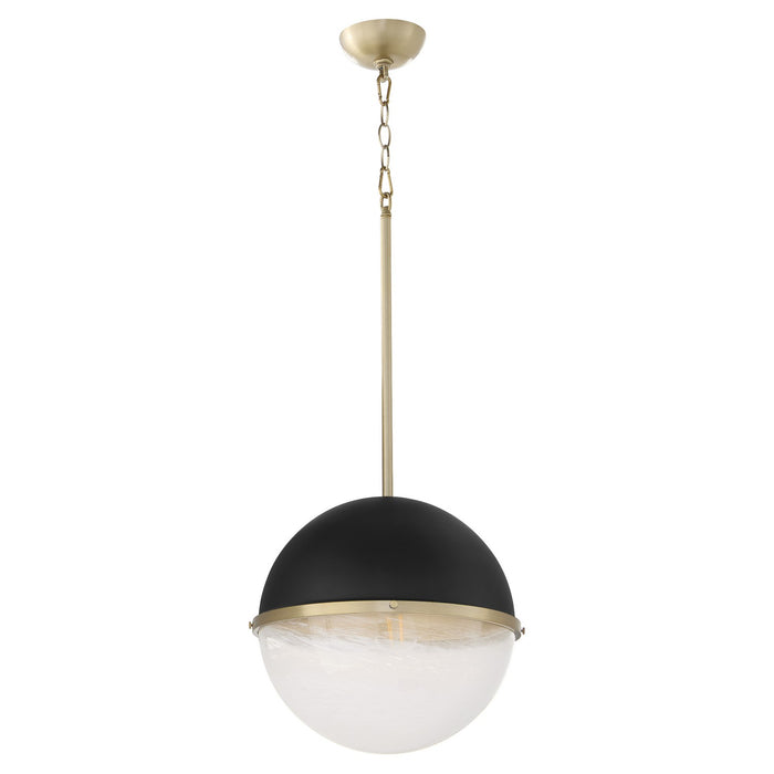 Myhouse Lighting Quorum - 82-14-6980 - One Light Pendant - Textured Black w/ Aged Brass