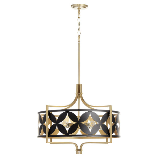 Myhouse Lighting Quorum - 883-5-5980 - Five Light Pendant - Mariposa - Matte Black w/Aged Brass