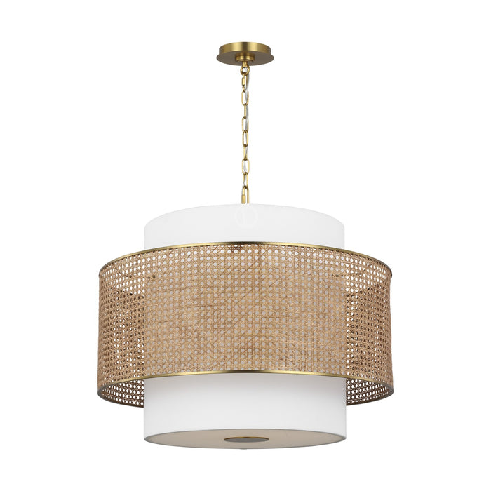 Myhouse Lighting Visual Comfort Studio - KSP1043BBSBRTN - Three Light Pendant - Sawyer - Blonde Rattan