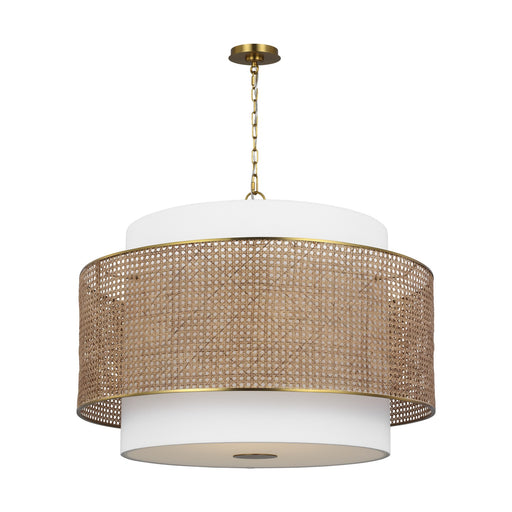 Myhouse Lighting Visual Comfort Studio - KSP1184BBSBRTN - Four Light Pendant - Sawyer - Blonde Rattan