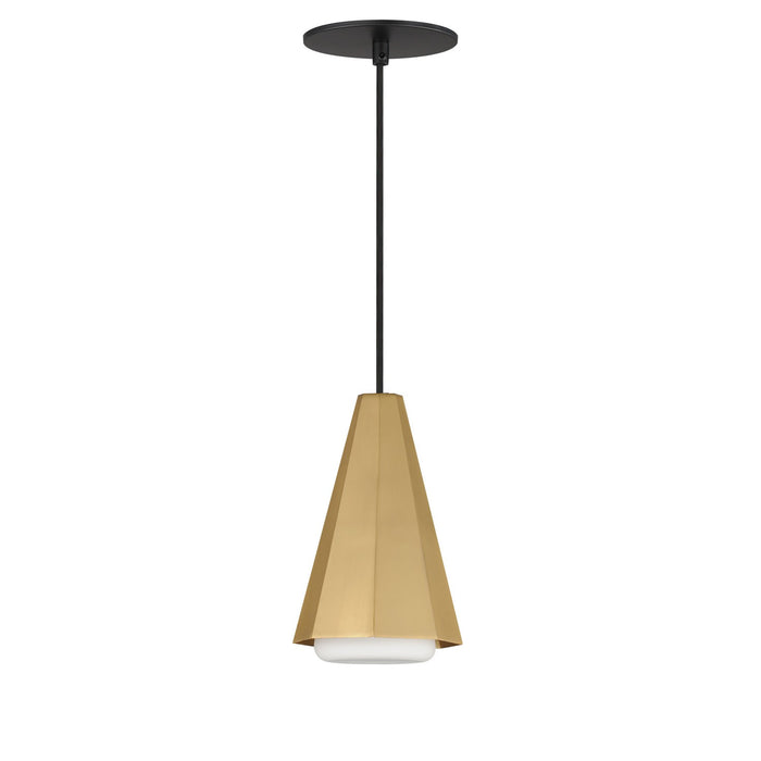 Myhouse Lighting Maxim - 10811SWBKAB - One Light Pendant - Rizzo - Black / Antique Brass