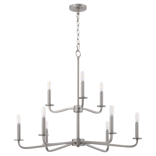 Myhouse Lighting Quorum - 6307-9-65 - Nine Light Chandelier - Rutherford - Satin Nickel