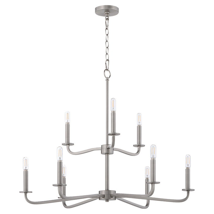 Myhouse Lighting Quorum - 6307-9-65 - Nine Light Chandelier - Rutherford - Satin Nickel