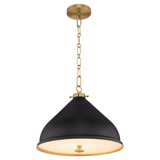 Myhouse Lighting Quorum - 6863-16-5980 - One Light Pendant - Bonnel - Matte Black / Aged Brass