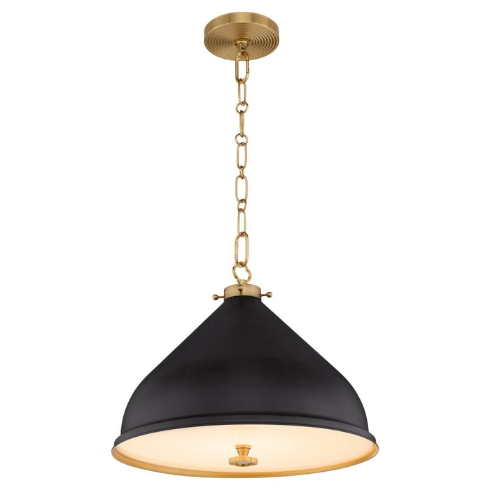 Myhouse Lighting Quorum - 6863-16-5980 - One Light Pendant - Bonnel - Matte Black / Aged Brass