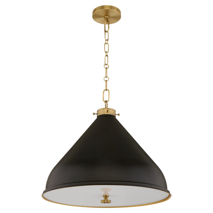 Myhouse Lighting Quorum - 6863-20-5980 - One Light Pendant - Bonnel - Matte Black / Aged Brass