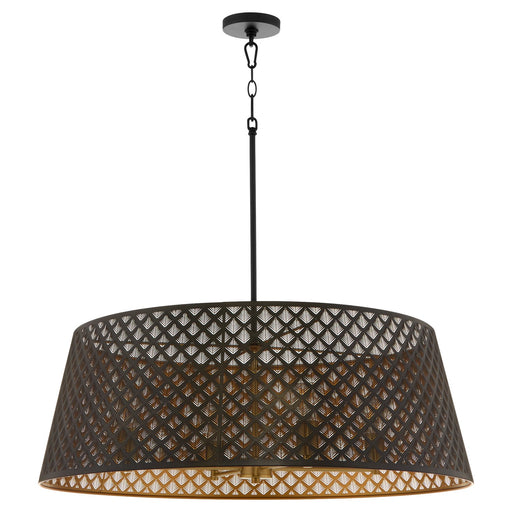 Myhouse Lighting Quorum - 8217-4-5980 - Four Light Pendant - Benedict - Matte Black / Aged Brass