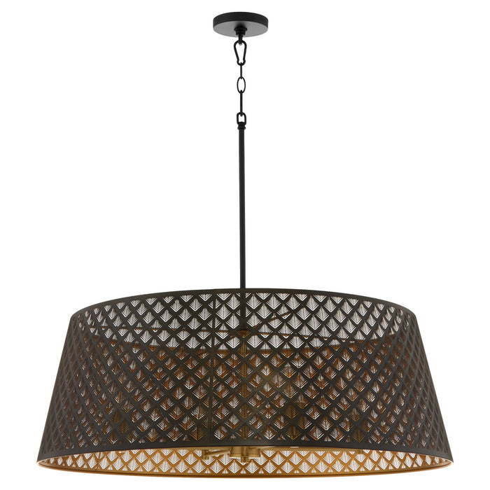 Myhouse Lighting Quorum - 8217-4-5980 - Four Light Pendant - Benedict - Matte Black / Aged Brass
