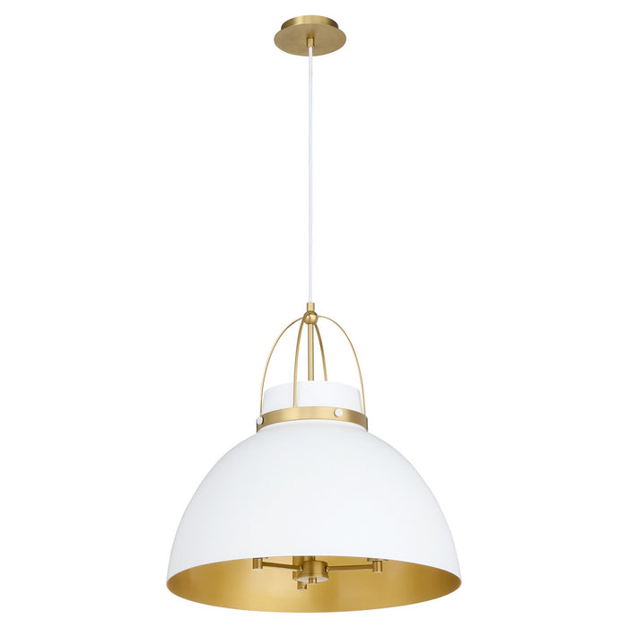 Myhouse Lighting Quorum - 823-3-0880 - Three Light Pendant - Pruitt - Studio White/ Aged Brass