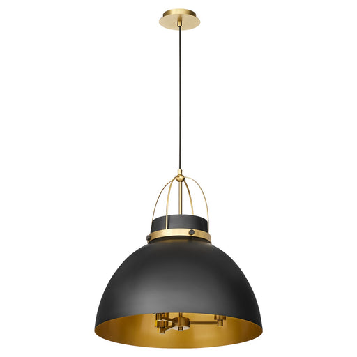 Myhouse Lighting Quorum - 823-3-5980 - Three Light Pendant - Pruitt - Matte Black/Aged Brass