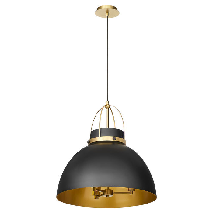 Myhouse Lighting Quorum - 823-3-5980 - Three Light Pendant - Pruitt - Matte Black/Aged Brass