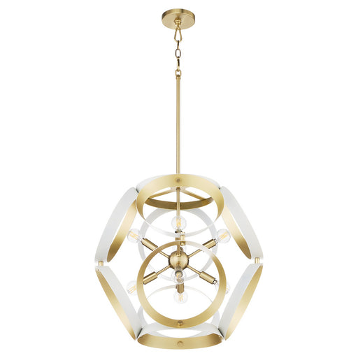 Myhouse Lighting Quorum - 865-8-0880 - Eight Light Pendant - Domain - Studio White w/ Aged Brass