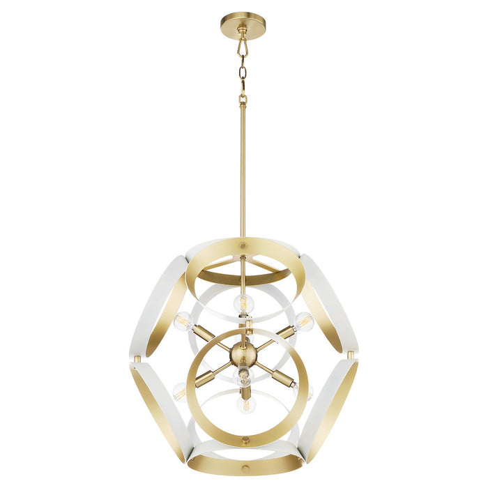 Myhouse Lighting Quorum - 865-8-0880 - Eight Light Pendant - Domain - Studio White w/ Aged Brass