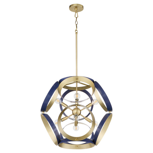 Myhouse Lighting Quorum - 865-8-3280 - Eight Light Pendant - Domain - Blue w/ Aged Brass