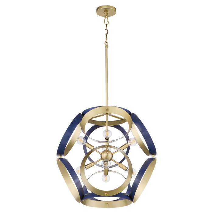 Myhouse Lighting Quorum - 865-8-3280 - Eight Light Pendant - Domain - Blue w/ Aged Brass