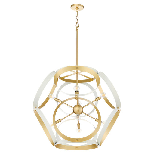 Myhouse Lighting Quorum - 866-8-0880 - Eight Light Pendant - Domain - Studio White w/ Aged Brass
