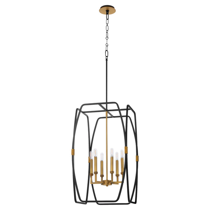 Myhouse Lighting Quorum - 880-6-5947 - Six Light Pendant - Bishop - Matte Black / Brushed Brass