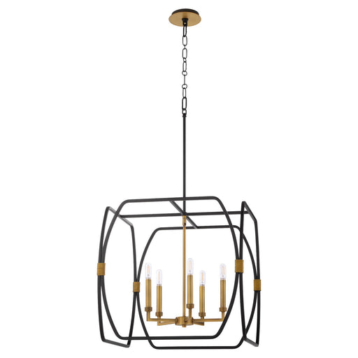 Myhouse Lighting Quorum - 881-5-5947 - Five Light Pendant - Bishop - Matte Black / Brushed Brass