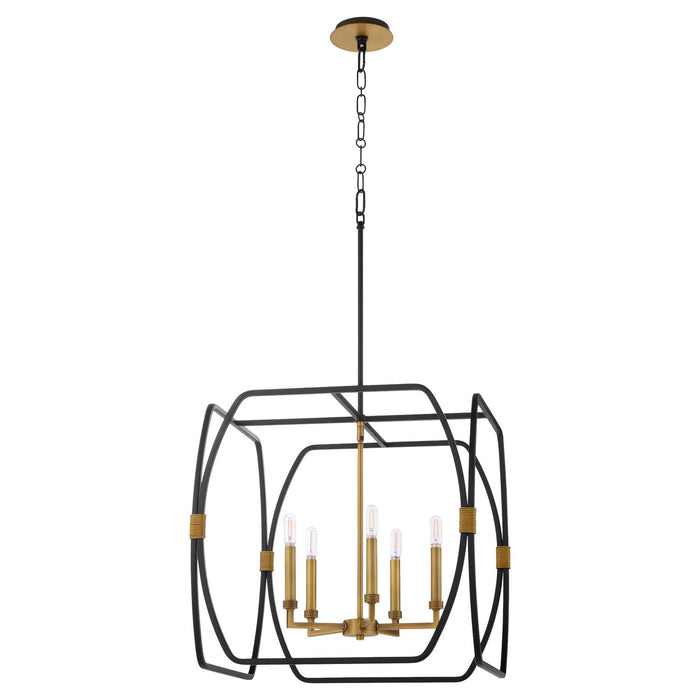 Myhouse Lighting Quorum - 881-5-5947 - Five Light Pendant - Bishop - Matte Black / Brushed Brass