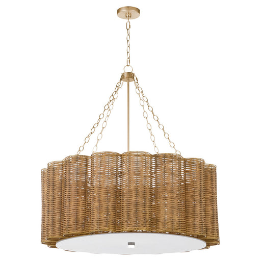 Myhouse Lighting Cyan - 11935 - Six Light Chandelier - Boracay - Natural Cane/Antique Brass