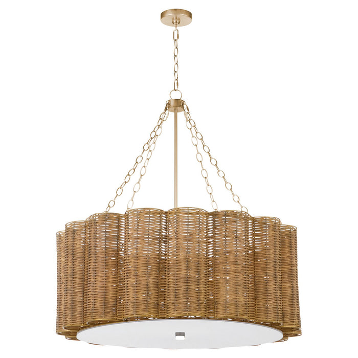 Myhouse Lighting Cyan - 11935 - Six Light Chandelier - Boracay - Natural Cane/Antique Brass