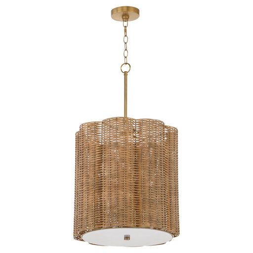 Myhouse Lighting Cyan - 11936 - Four Light Pendant - Boracay - Natural Cane/Antique Brass