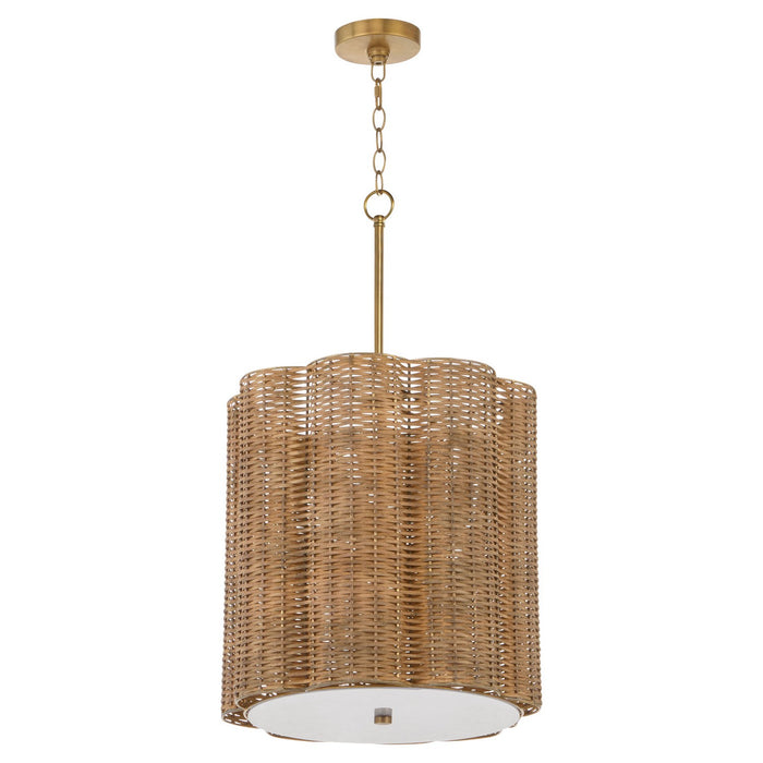 Myhouse Lighting Cyan - 11936 - Four Light Pendant - Boracay - Natural Cane/Antique Brass