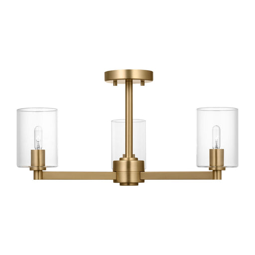 Myhouse Lighting Visual Comfort Studio - 7764203C-848 - Three Light Semi-Flush Mount - Fullton - Satin Brass