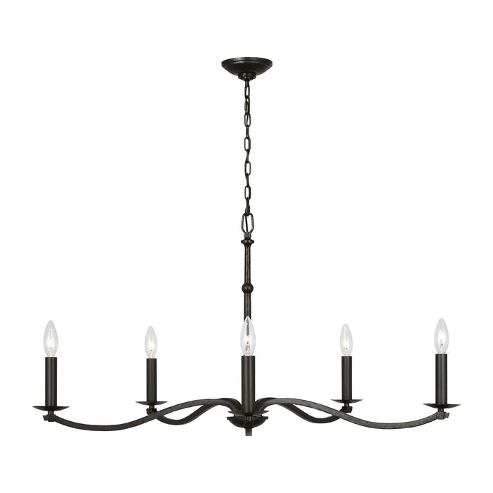Myhouse Lighting Visual Comfort Studio - CC1755AI - Five Light Chandelier - Wellen - Aged Iron