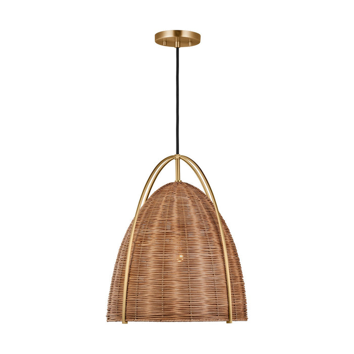 Myhouse Lighting Visual Comfort Studio - GLP1071BBS-BRTN - One Light Pendant - Norman - Blonde Rattan
