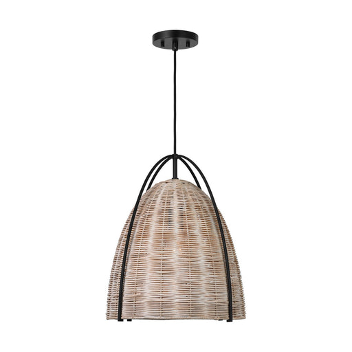 Myhouse Lighting Visual Comfort Studio - GLP1071MBK-ASW - One Light Pendant - Norman - Ash Wicker
