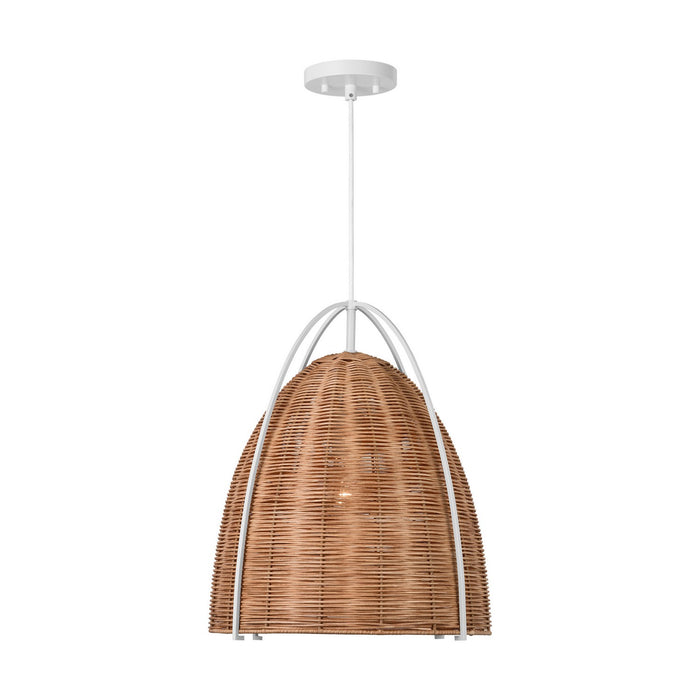 Myhouse Lighting Visual Comfort Studio - GLP1071MWT-BRTN - One Light Pendant - Norman - Chalk Wicker