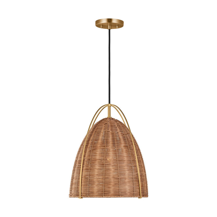 Myhouse Lighting Visual Comfort Studio - GLP1081BBS-BRTN - One Light Pendant - Norman - Blonde Rattan