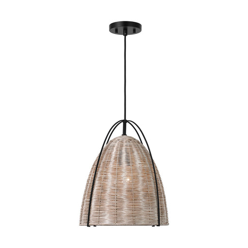 Myhouse Lighting Visual Comfort Studio - GLP1081MBK-ASW - One Light Pendant - Norman - Ash Wicker
