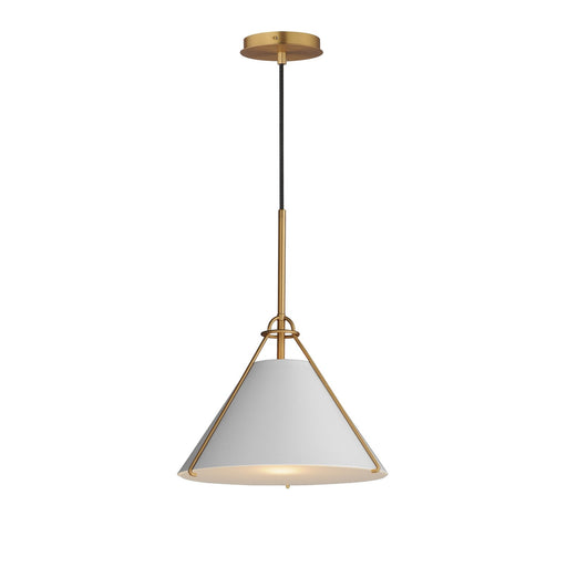 Myhouse Lighting Maxim - 25229LFGNAB - One Light Pendant - Lucas - Light French Gray / Natural Aged Brass