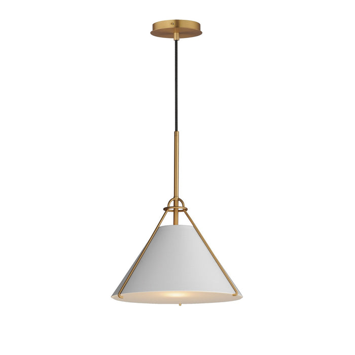Myhouse Lighting Maxim - 25229LFGNAB - One Light Pendant - Lucas - Light French Gray / Natural Aged Brass