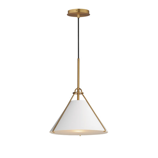 Myhouse Lighting Maxim - 25229WTNAB - One Light Pendant - Lucas - White/Natural Aged Brass