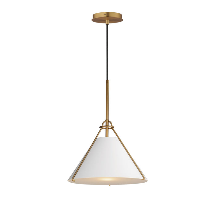 Myhouse Lighting Maxim - 25229WTNAB - One Light Pendant - Lucas - White/Natural Aged Brass