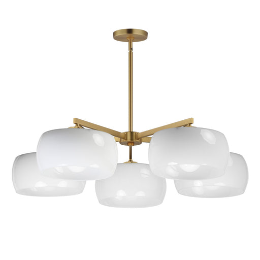 Myhouse Lighting Maxim - 26145WTNAB - Five Light Chandelier - Glazed - White/Natural Aged Brass