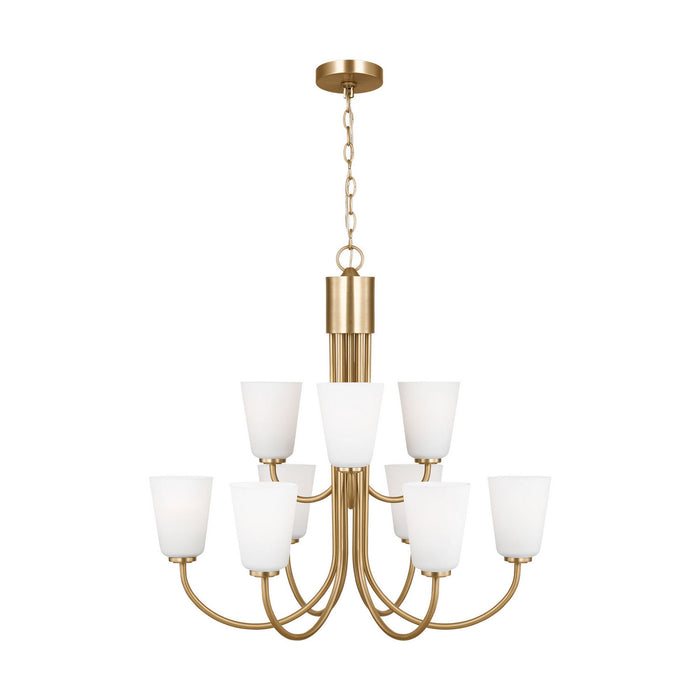 Myhouse Lighting Generation Lighting - GLC1139SB - Nine Light Chandelier - Miles - Satin Brass